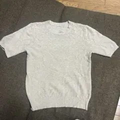 半袖ニット グレー ダイヤ柄