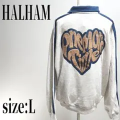 バックプリント オーバーサイズ ハーフジップ スウェット Lサイズ HALHAM