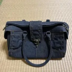 デニムボストンバッグ 小型ポーチ付き