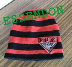 AFL公式ライセンス ESSENDON ボーダービーニー ニット帽 赤×黒