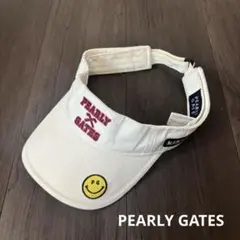 PEARLY GATES バイザー ホワイト スマイリーフェイス