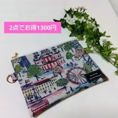 ハンドメイド　キャスキッドソン　20cmラミネートポーチ