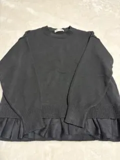 SHOO LA RUEブラック 長袖ニット フリル付きMサイズ