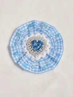 キラキラハートのまんまるヘアクリップ 水色