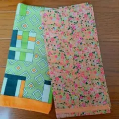 大判ハンカチ　2枚組　コットン100%　50cm✕50cm　昭和レトロ