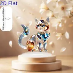 クリスタルプリントキャット　猫雑貨　スタンド型　サンキャッチャー　置物　アクリル