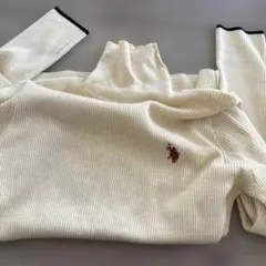 Polo Assn. アイボリー リブ編み 長袖セーター F