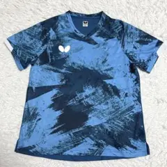 【美品】バタフライ カモラルシャツ マリンブルー ユニフォーム ゲームシャツ M