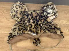 値下げ　Disney ヒョウ柄 耳付き帽子 ミニー