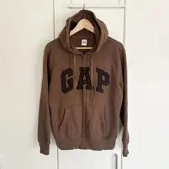 GAP ジップパーカー ブラウン ロゴ 裏起毛 Y2K
