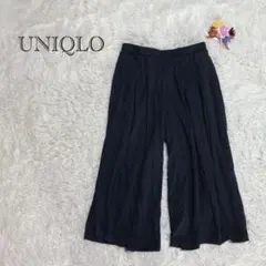 ユニクロ　ワイドパンツ　七分丈　ウエストゴム　ゆったり　ガウチョパンツ　L