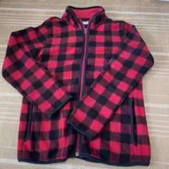 赤と黒のチェック柄フリースジャケット　150