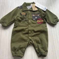 新品未使用B-58 フリースロンパース 60cm オリーブグリーン