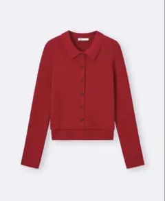 GUレッドリブ編みカーディガン　新品未使用タグ付き