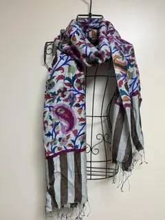 値下げ期間限定11/29まで。SILK/CASHMERE 花柄ストール・ショール