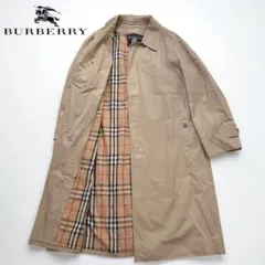 バーバリー　英国製　ステンカラーコート　ロング115 裏地ノバチェック総柄　L Burberry's ステンカラーコート ロング丈 メンズ 裏ノバチェック L