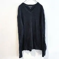 ★BANANA REPUBLIC 【L】ブラック Vネックセーター 春服 薄手