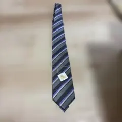 ストライプデザイン ネクタイ 黒 紫