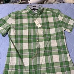 TOMMY HILFIGER 半袖シャツ XXL グリーン チェック柄