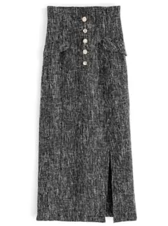 グレイルGRL【L】アソートボタンツイードナロースカート[ta069]