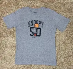 【SNOOPY PEANUTS】 バスケ ロゴ Ｔシャツ 半袖 グレー M