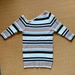 【USED美品】マーキュリーデュオ アシメ リブ半袖ニット