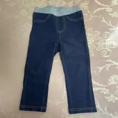 ネイビーのデニム風レギンス 保育園着　サイズ90