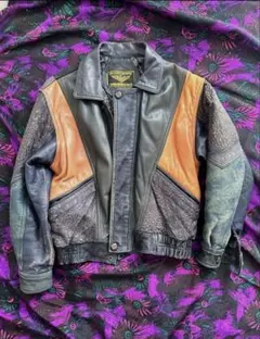 80s 90s レザージャケット ニット オルテガ チマヨ ネイティブ 希少