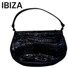 【IBIZA】イビサ　ハンドバッグ　黒　レザー　エナメル