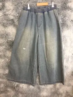 FRIFUL ガウチョパンツ XL ライトブルーウエストゴム大きいサイズ