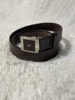 Christian Dior 本革 レザーベルト ブラック ゴールド スペイン製