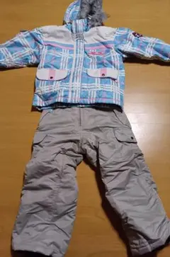 子ども用スキーウェア 水色チェック柄