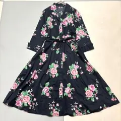 45R マーガレットプリントのドレス 花柄 ワンピース R刺繍 Rロゴボタン