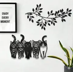 猫 アイアンウォールデコ 5匹 壁飾り 壁掛け インテリア 北欧 雑貨 カフェのサムネイル