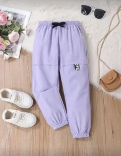 ラベンダー　ウエストゴムパンツ　カーゴパンツ　ダンス　120 女の子