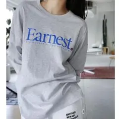 ANMEアンメEarnest ロゴプリント長袖TシャツノームコアコットンM