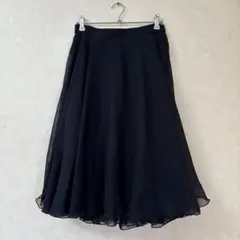 黒 シフォン フレアスカート フリル仕上げ 社交ダンス Sanline