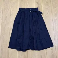 COLZA コルザ ハニーズ ベルト付きフレアスカート ネイビー L 綿のサムネイル