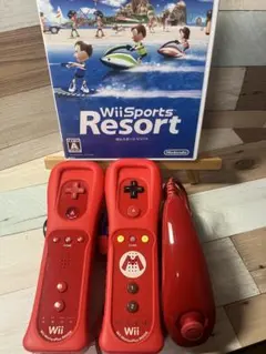 Wiiモーションプラスマリオ＋赤＋ヌンチャク赤+ Wiiスポーツリゾート　セット