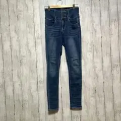 SUREVEハイウエストダークブルーストレッチスキニーデニムジーンズ【M】