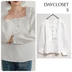 DAYCLOSET 長袖 ふくれジャガード ウエスト切替 ペプラムブラウス S