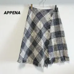 APPENA 　アペーナ　フェイクラップスカート　膝丈スカート　チェック柄　M