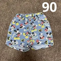 美品　Litte 90サイズ　デニムショートパンツ　ミッキーマウス　夏服　ズボン
