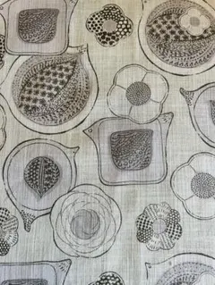 よしざわ窯【鳥と花】 イエローアイボリー 綿モーリークロス生地 ハギレ