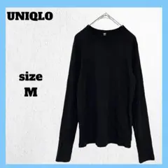 UNIQLOユニクロ ソフトリブクルーネックTシャツ カットソー ブラック M