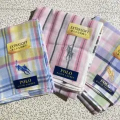 ポロラルフローレン　ハンカチ　3枚まとめ　チェック柄　約47cm