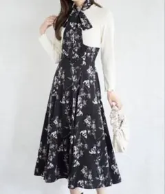 tocco closet 2wayリボン付きフラワードッキングワンピース