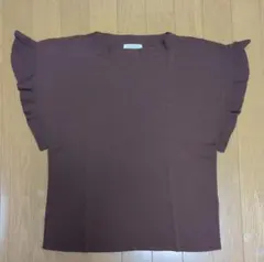 【美品】Techichi フリルスリーブ ニットトップス ブラウンのサムネイル