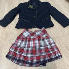 黒ジャケットと赤チェックスカートセット