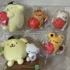 ポムポムプリン いちごフレンズシリーズ ボアマスコット むにゅぐるみ 5点セット